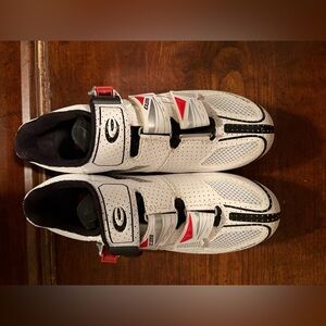 Carbon White and Black Athletic Shoes